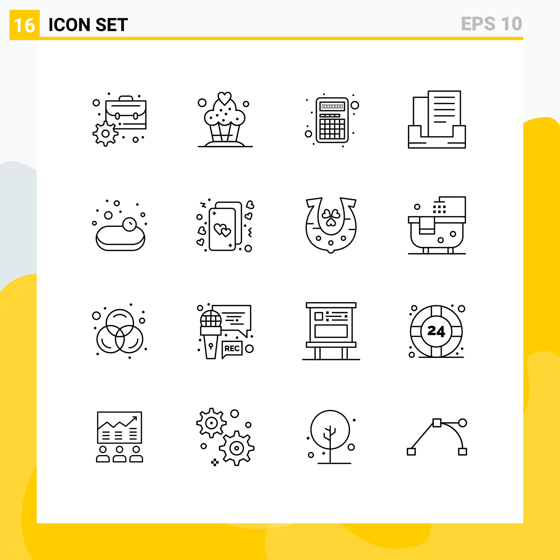 conjunto de 16 contornos vectoriales en cuadrícula para tarjetas