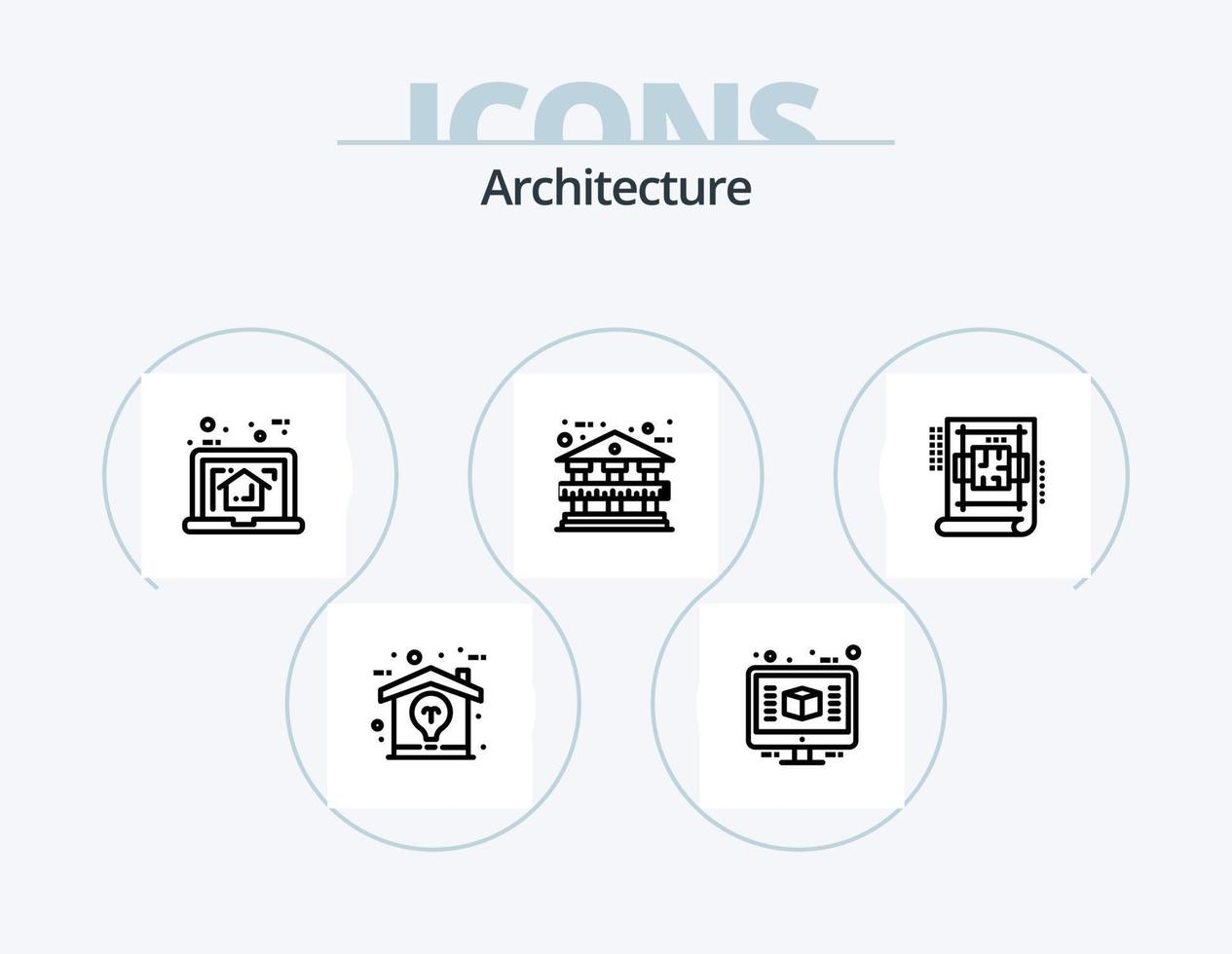paquete de iconos de línea de arquitectura 5 diseño de iconos. arquitectura. Plano. gobernante. arquitectura. esquema vector