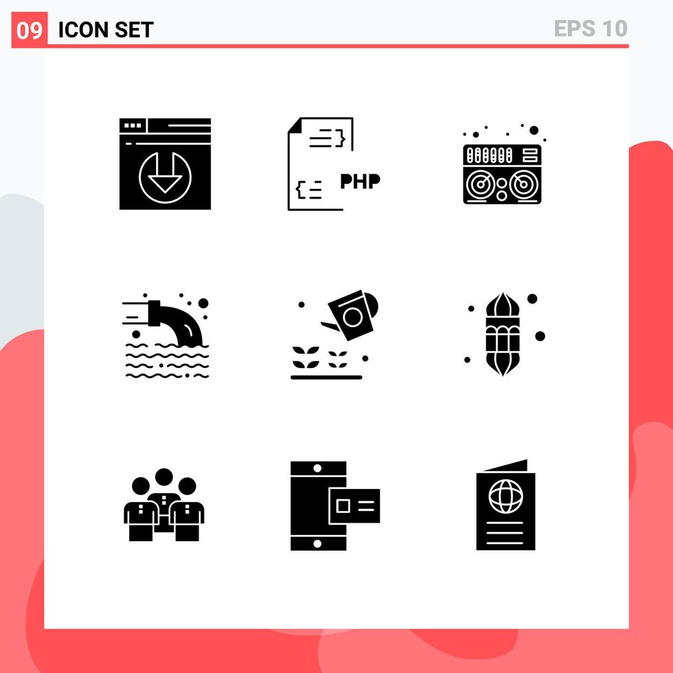 9 Creative Icons Modern Signs and Symbols of nature farming midi sewage pollution Editable Vector Design Elements
