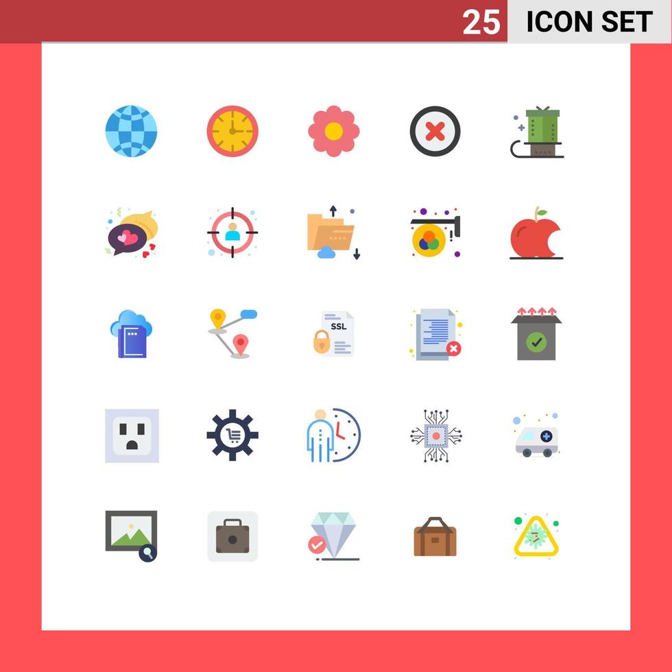 Universal Icon Symbols Group of 25 Modern Flat Colors of present gift pot christmas ui Editable Vector Design Elements