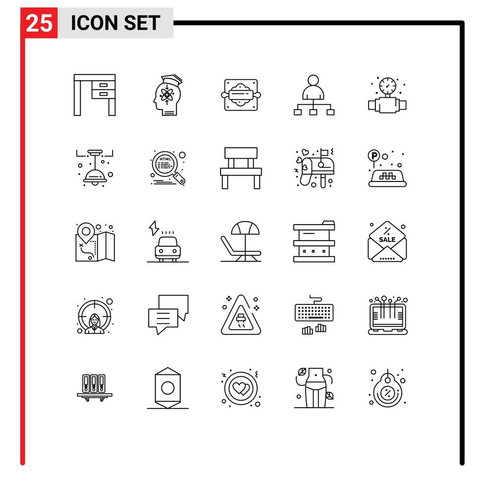 Set of 25 Modern UI Icons Symbols Signs for share cinema knowledge user bread roller Editable Vector Design Elements