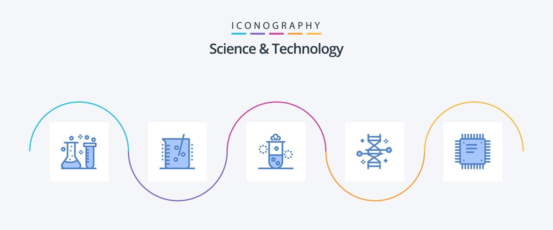 Science And Technology Blue 5 Icon Pack Including cpu. chip. science. genetic research. genetic engineering vector