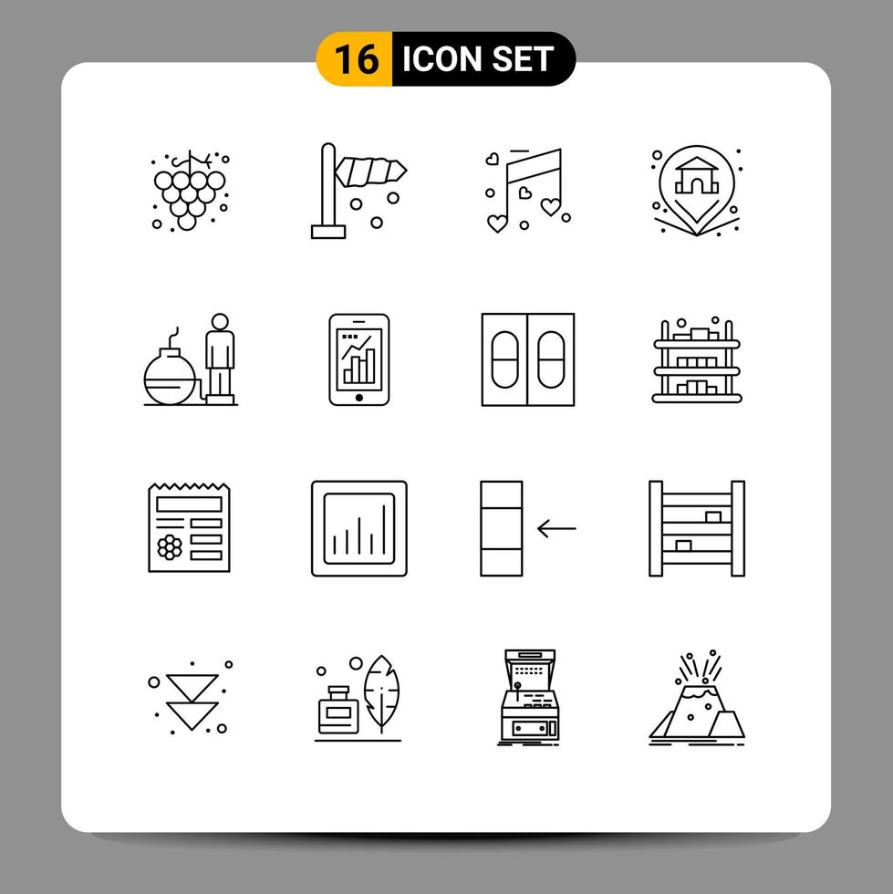 Outline Pack of 16 Universal Symbols of problem debt heart business property Editable Vector Design Elements