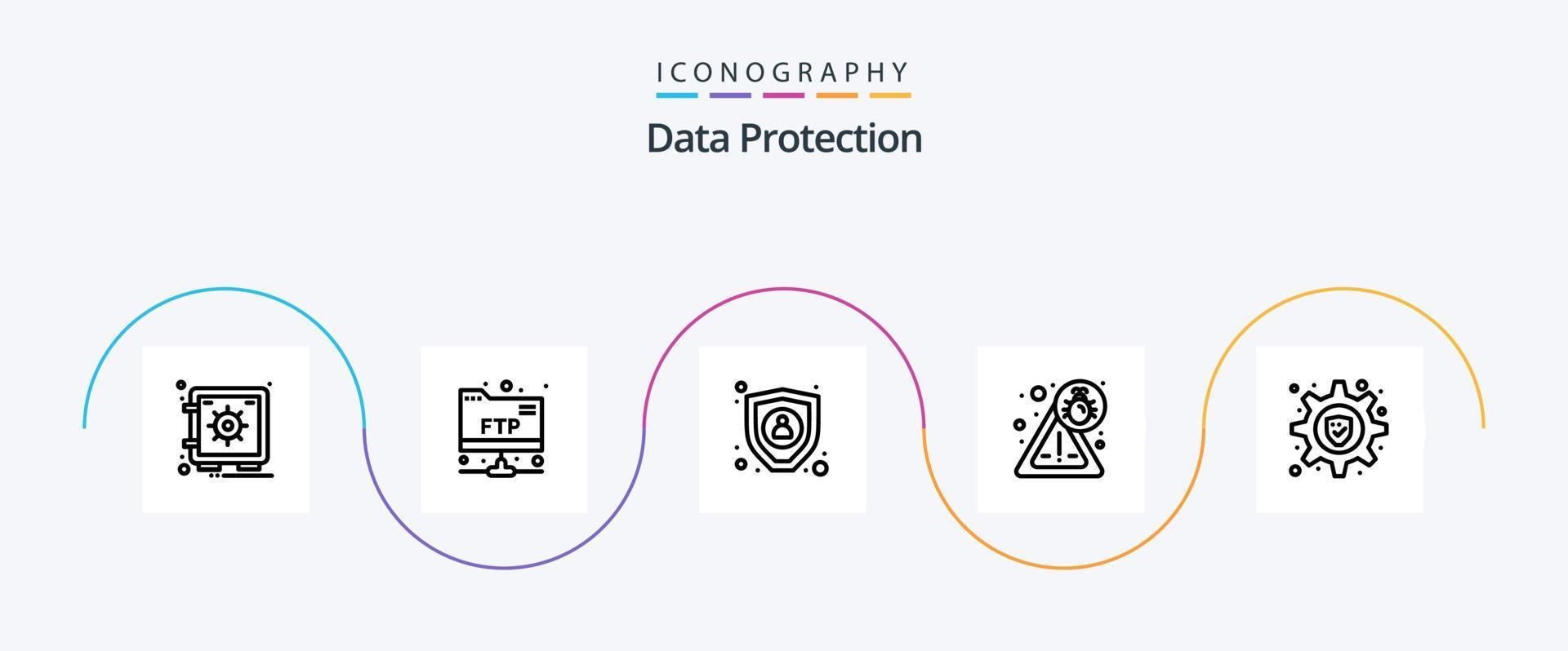 Data Protection Line 5 Icon Pack Including . setting. encryption. security. virus vector