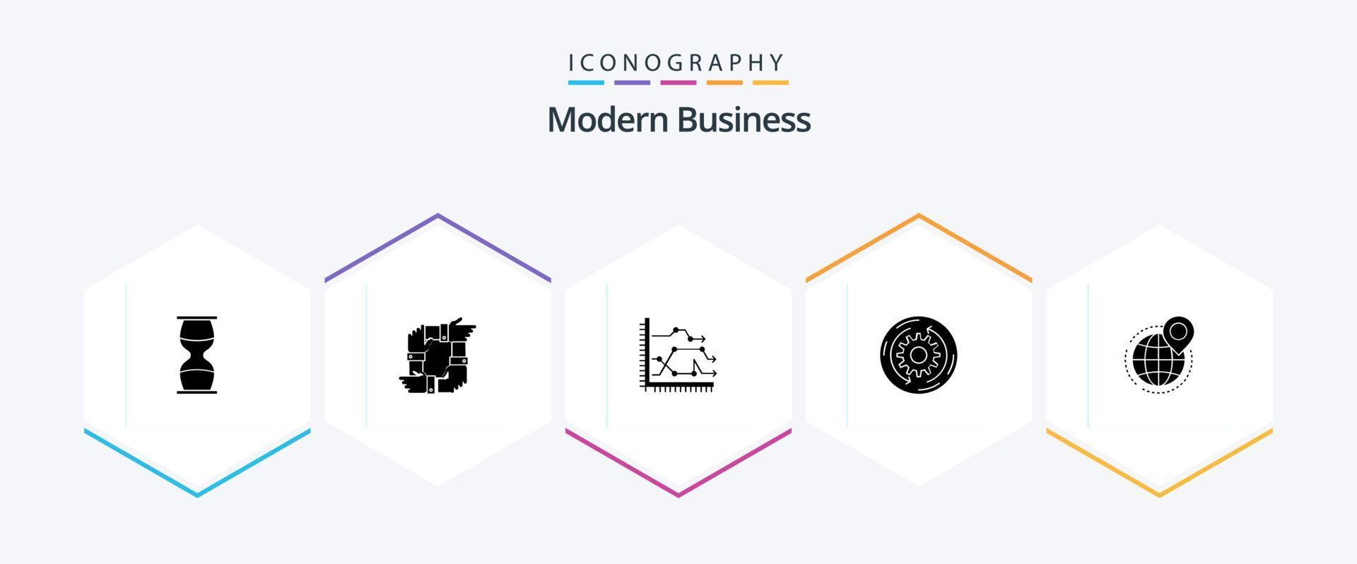 paquete de iconos de 25 glifos de negocios modernos que incluye tendencias. diagrama. colaboración. gráfico. analítica vector