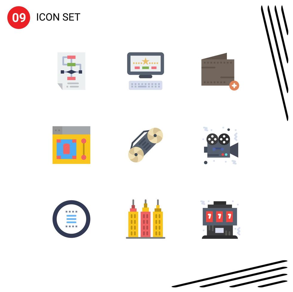 Set of 9 Modern UI Icons Symbols Signs for music tool add designer web Editable Vector Design Elements