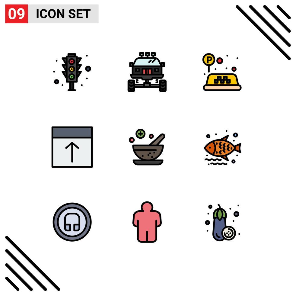 Universal Icon Symbols Group of 9 Modern Filledline Flat Colors of healthcare layout transport interface arrange Editable Vector Design Elements