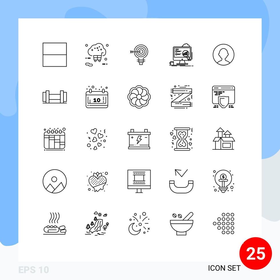 Pictogram Set of 25 Simple Lines of statistics presentation darts board idea Editable Vector Design Elements