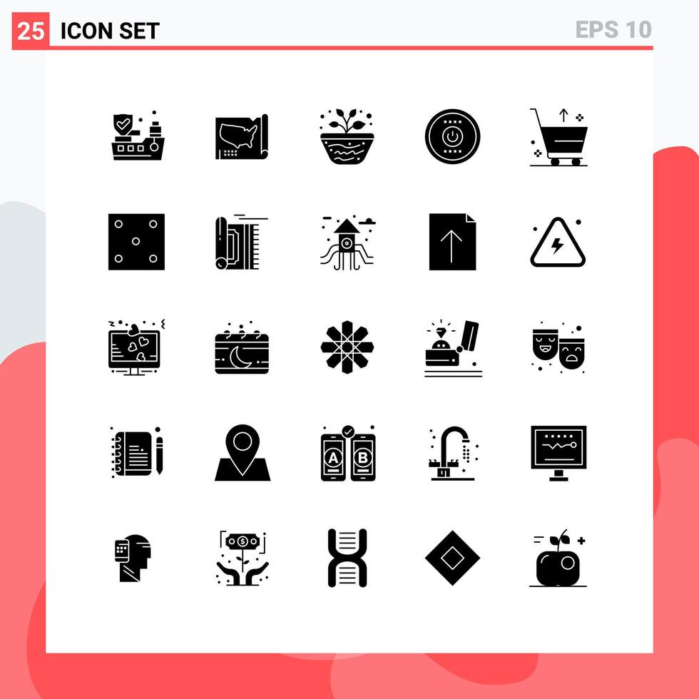 25 Universal Solid Glyphs Set for Web and Mobile Applications commerce power geography energy computing Editable Vector Design Elements
