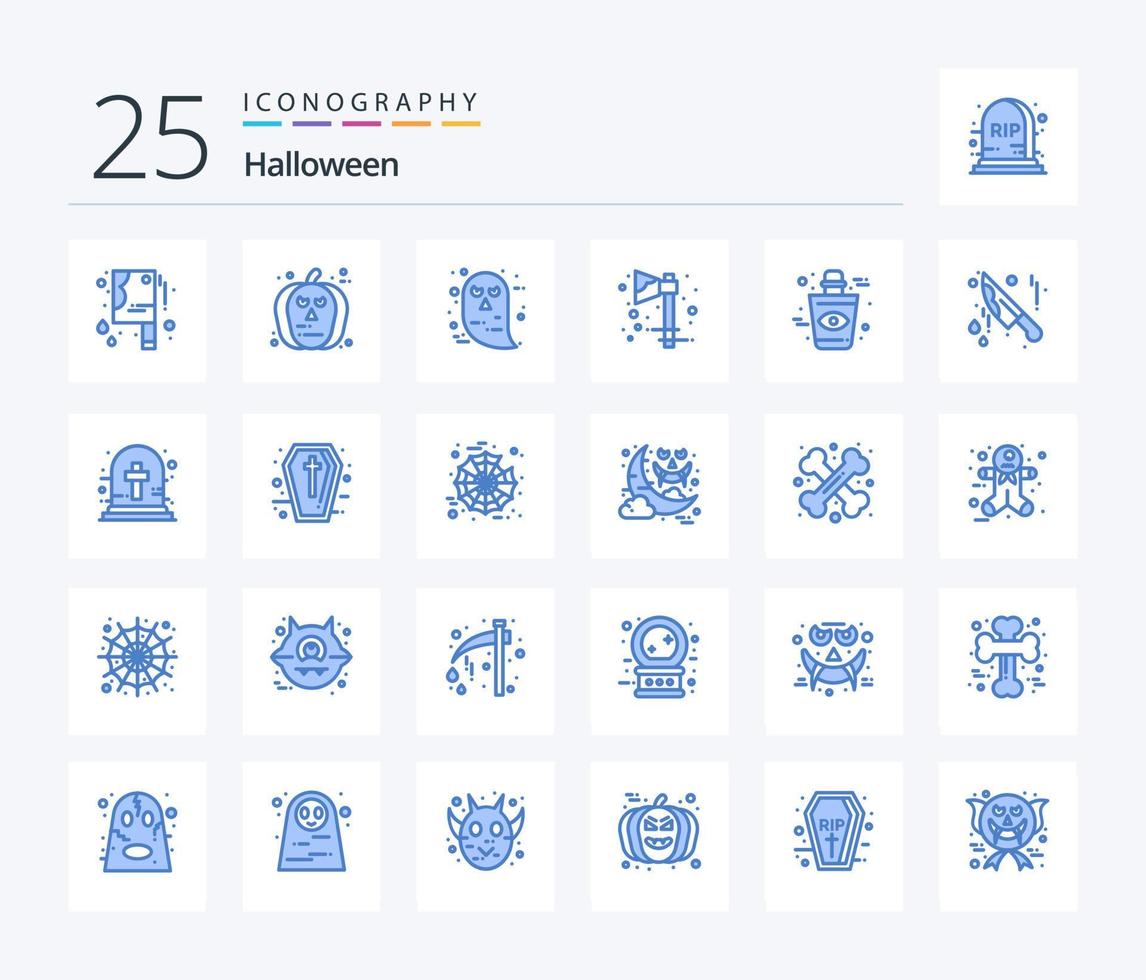 Halloween 25 Blue Color icon pack including eye. blood. face. holiday. celebration vector