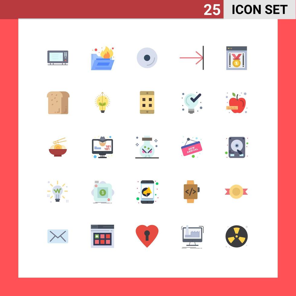25 Universal Flat Color Signs Symbols of website progress web performance cd best website end Editable Vector Design Elements