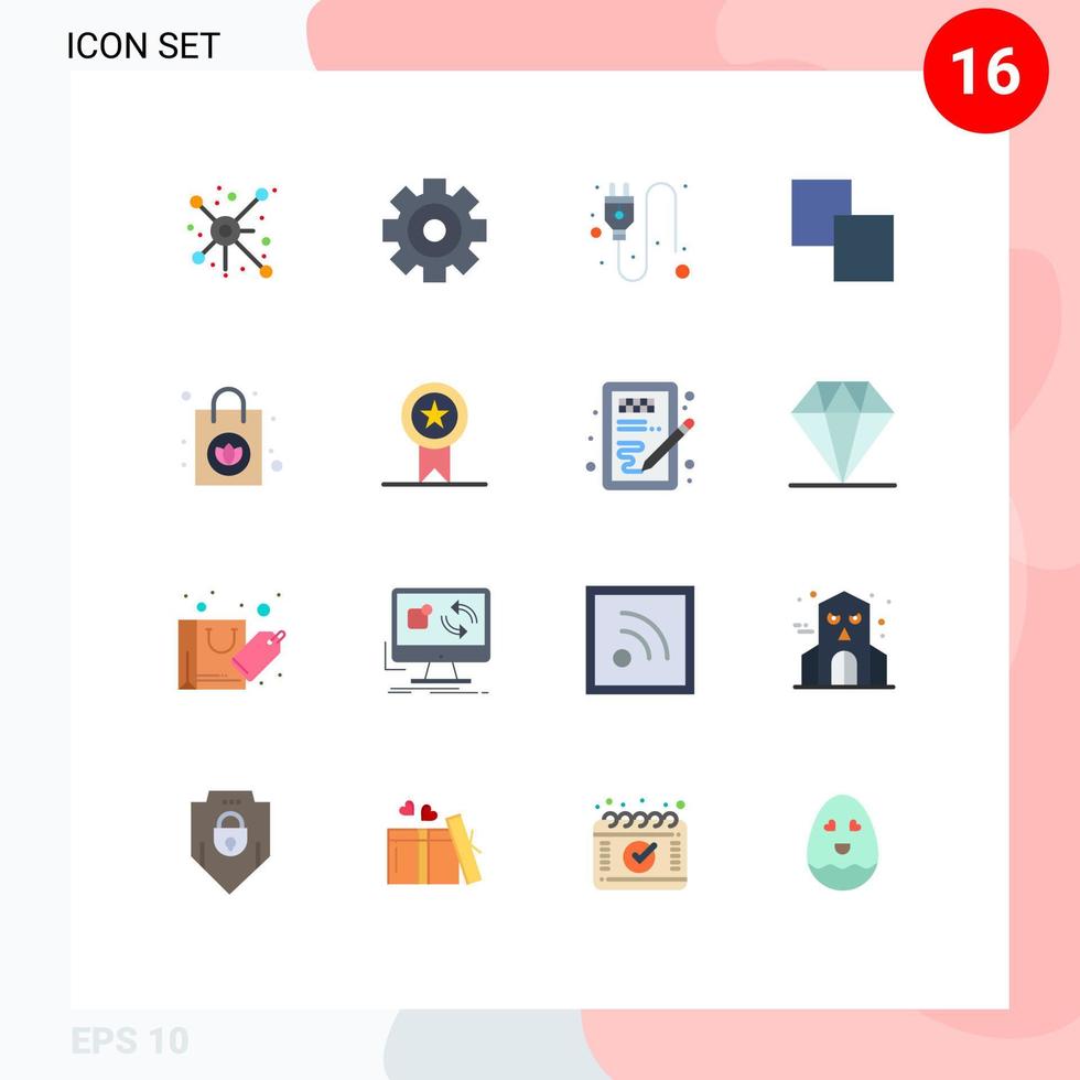 Mobile Interface Flat Color Set of 16 Pictograms of badges ladies electric handbag copy Editable Pack of Creative Vector Design Elements