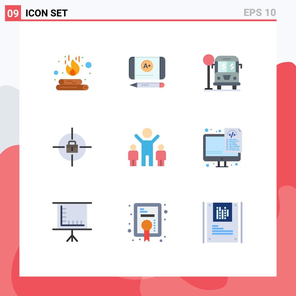 9 Creative Icons Modern Signs and Symbols of optimization people life group achievements Editable Vector Design Elements