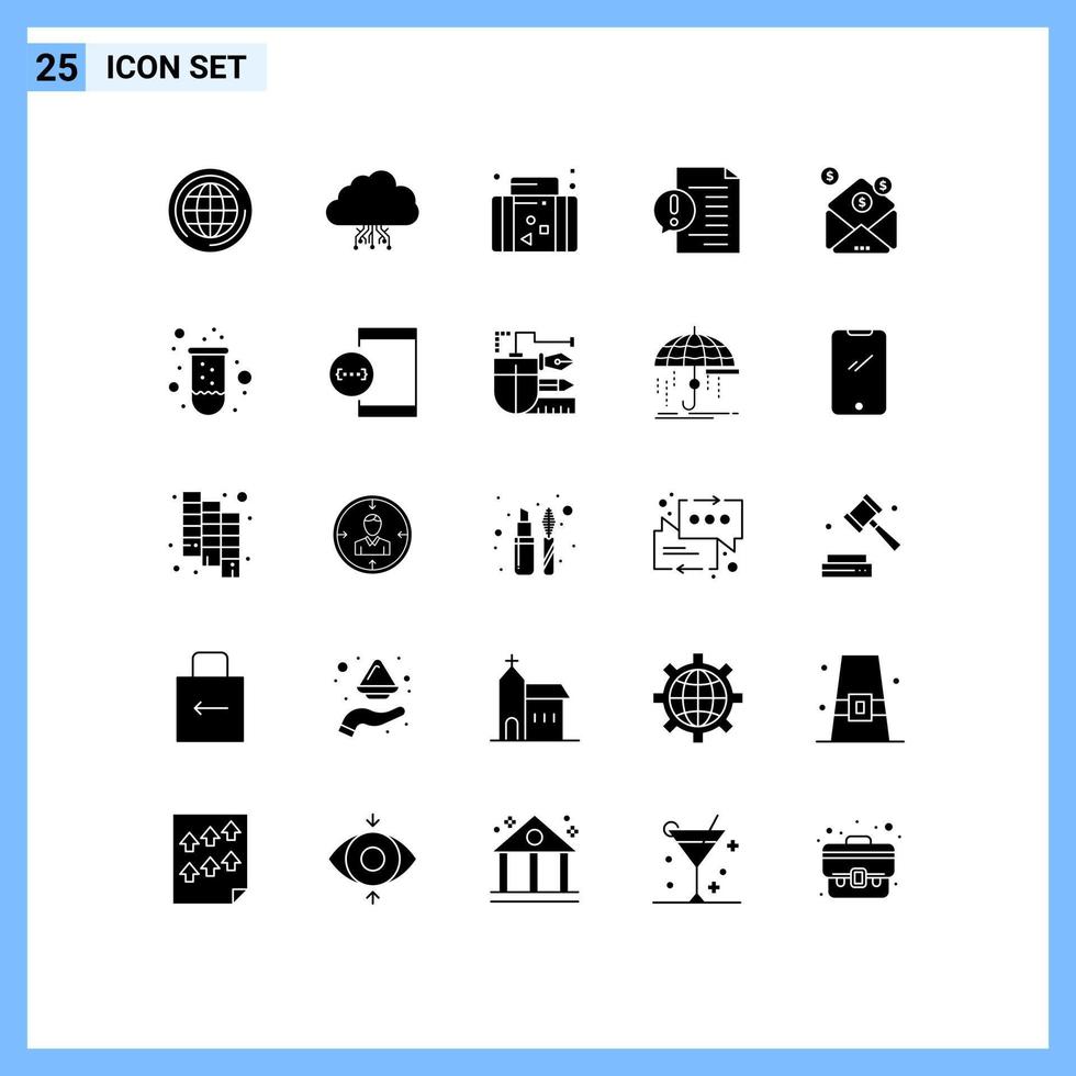 25 iconos creativos signos y símbolos modernos de faq contacto red comunicación viajes elementos de diseño vectorial editables vector