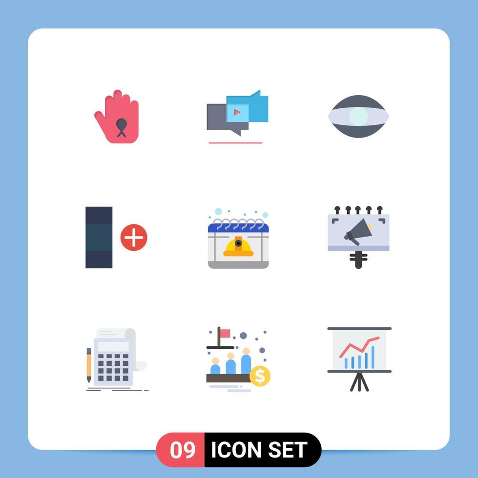 Set of 9 Modern UI Icons Symbols Signs for labor calendar eye table cell Editable Vector Design Elements