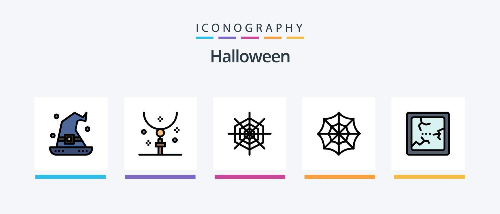 Halloween Line Filled 5 Icon Pack Including halloween. horror. had. halloween trident. eve. Creative Icons Design vector