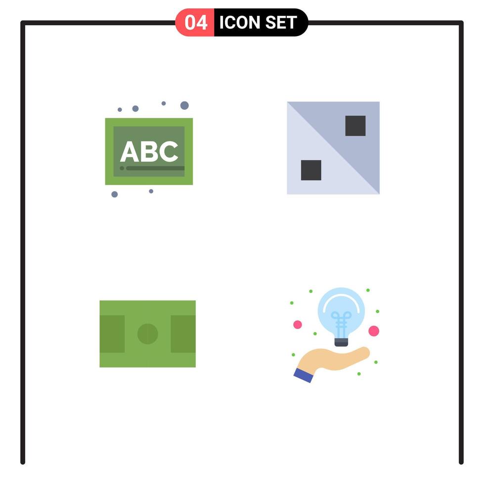 conjunto moderno de 4 iconos y símbolos planos, como elementos de diseño vectorial editables creativos de la línea de la escuela deportiva abc vector