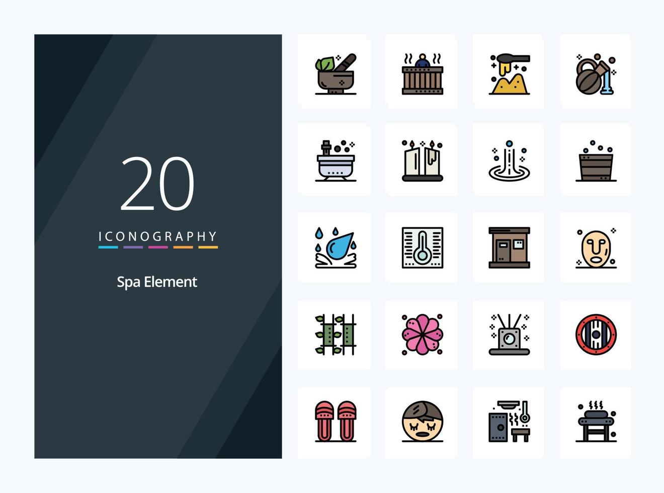 20 Spa Element line Filled icon for presentation vector