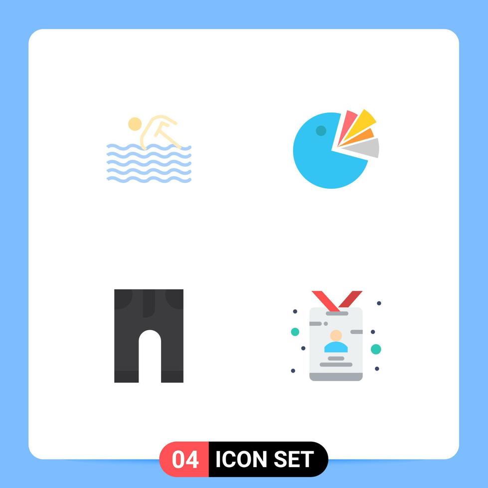 Editable Vector Line Pack of 4 Simple Flat Icons of activity baby swimming chart pants Editable Vector Design Elements