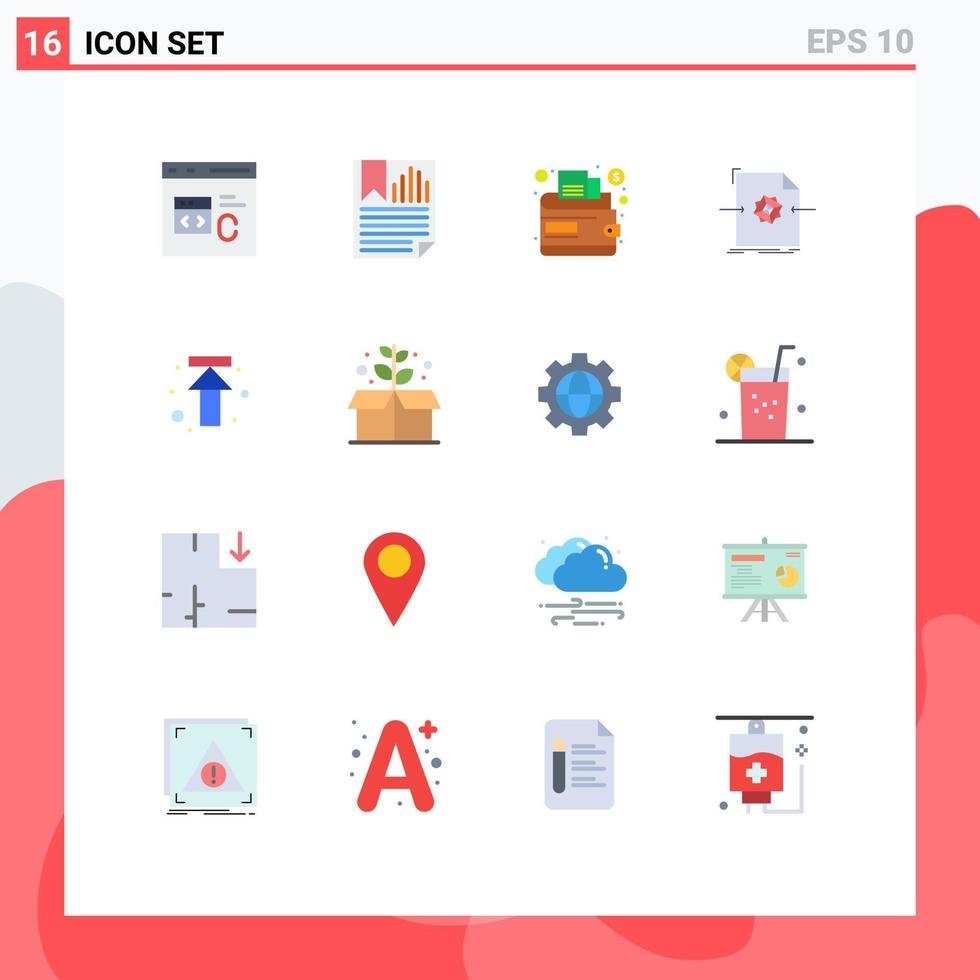 Universal Icon Symbols Group of 16 Modern Flat Colors of arrow object paper file wallet Editable Pack of Creative Vector Design Elements