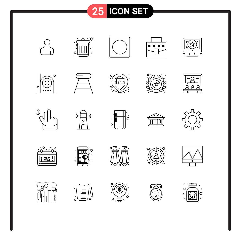 Modern Set of 25 Lines Pictograph of monitor design layout application business Editable Vector Design Elements