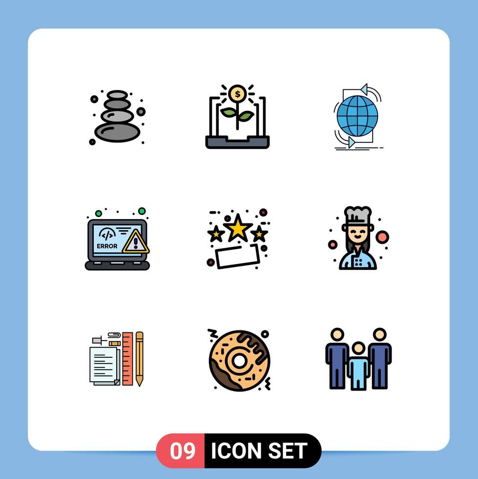 9 Universal Filledline Flat Colors Set for Web and Mobile Applications error html connectivity design web Editable Vector Design Elements
