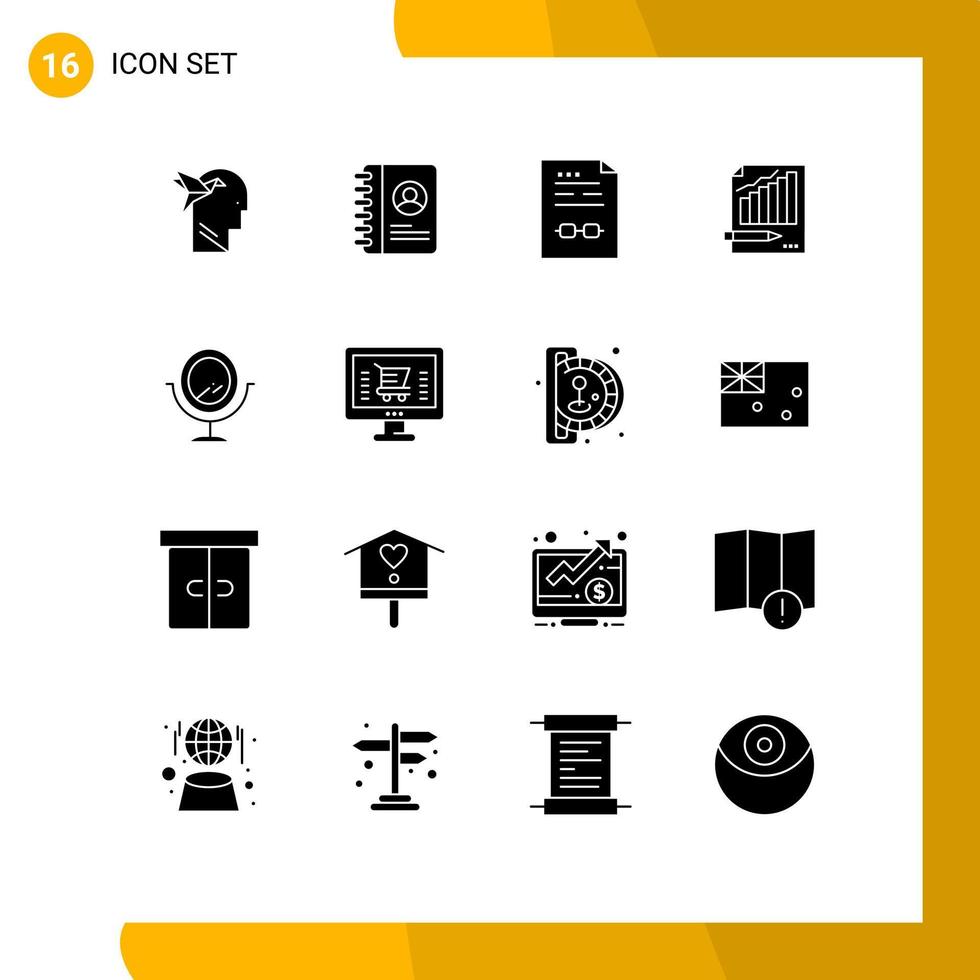 16 Solid Glyph concept for Websites Mobile and Apps graph business business analytics statistics Editable Vector Design Elements
