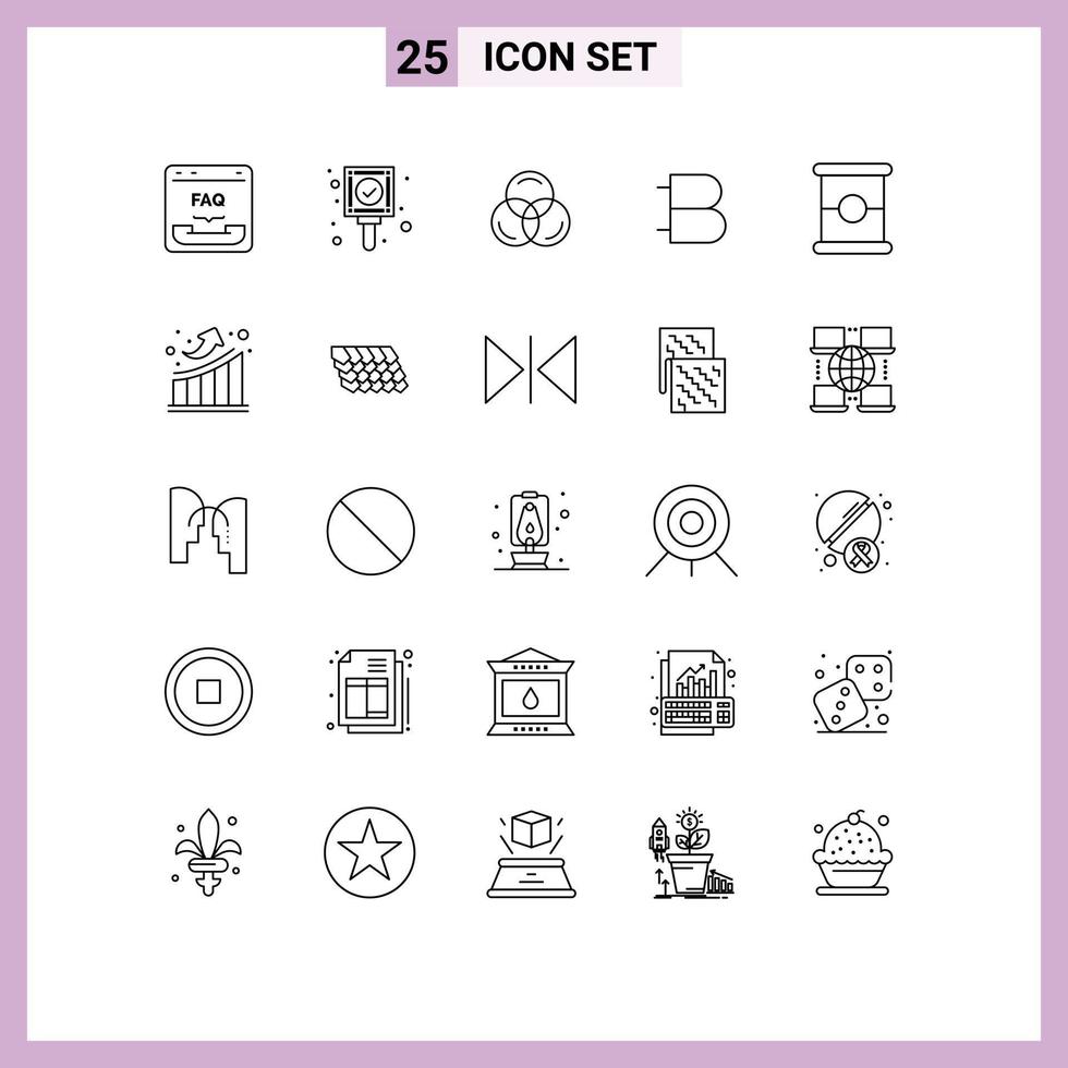 Modern Set of 25 Lines and symbols such as food cryptocurrency tag crypto bytecoin Editable Vector Design Elements