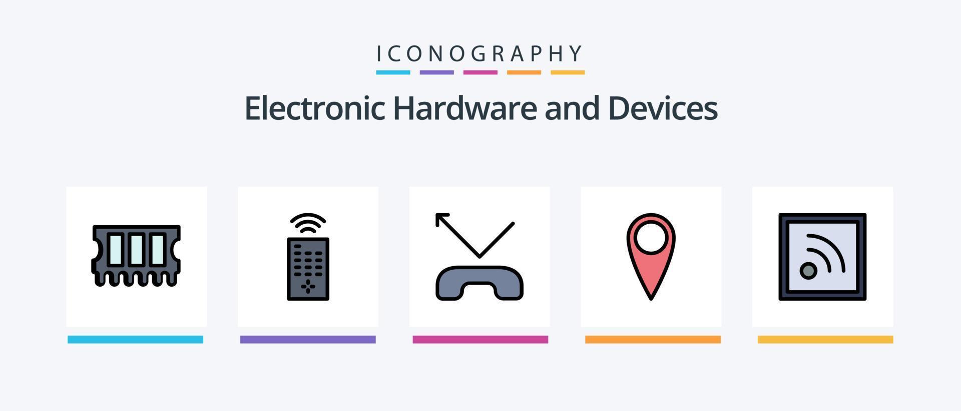 Devices Line Filled 5 Icon Pack Including . tv. . Creative Icons Design vector