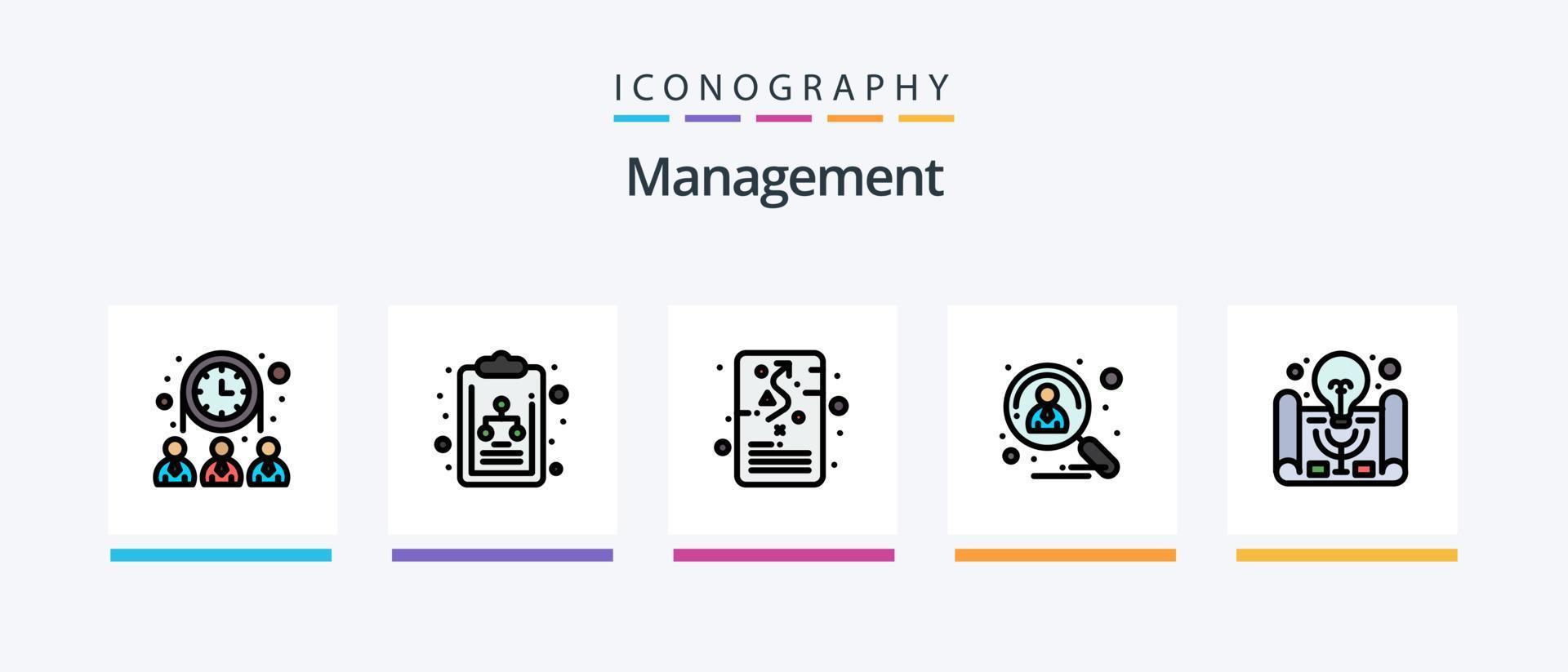 la línea de gestión llenó el paquete de 5 íconos, incluido el presupuesto. enchufar. grupo. trozo. conectar. diseño de iconos creativos vector