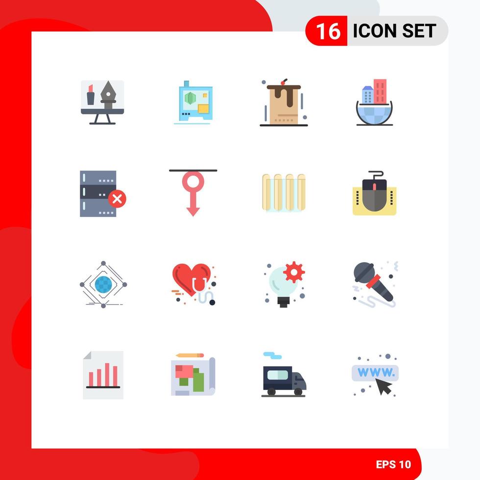 16 Creative Icons Modern Signs and Symbols of data sustainable cake business global organization Editable Pack of Creative Vector Design Elements