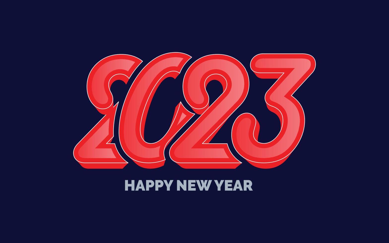 Happy new year 2023 Glossy Typography logo design vector