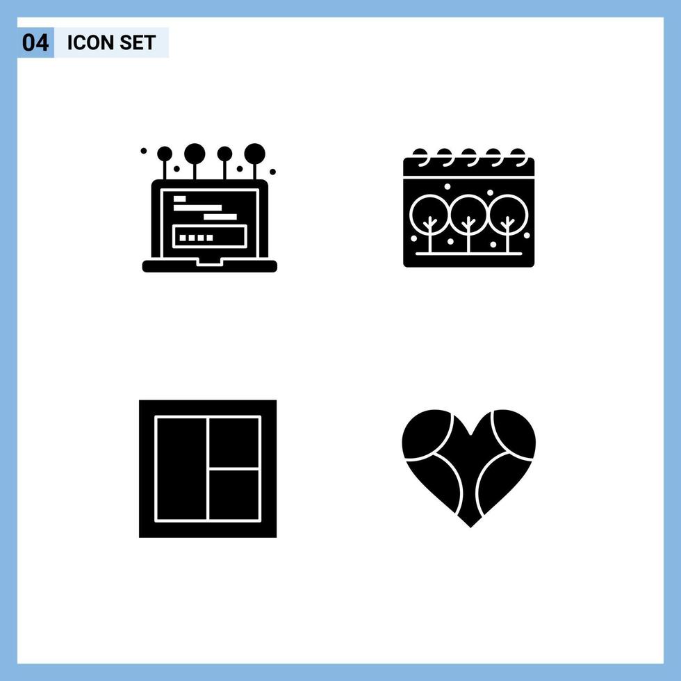Set of Commercial Solid Glyphs pack for install interior computer green wooden Editable Vector Design Elements