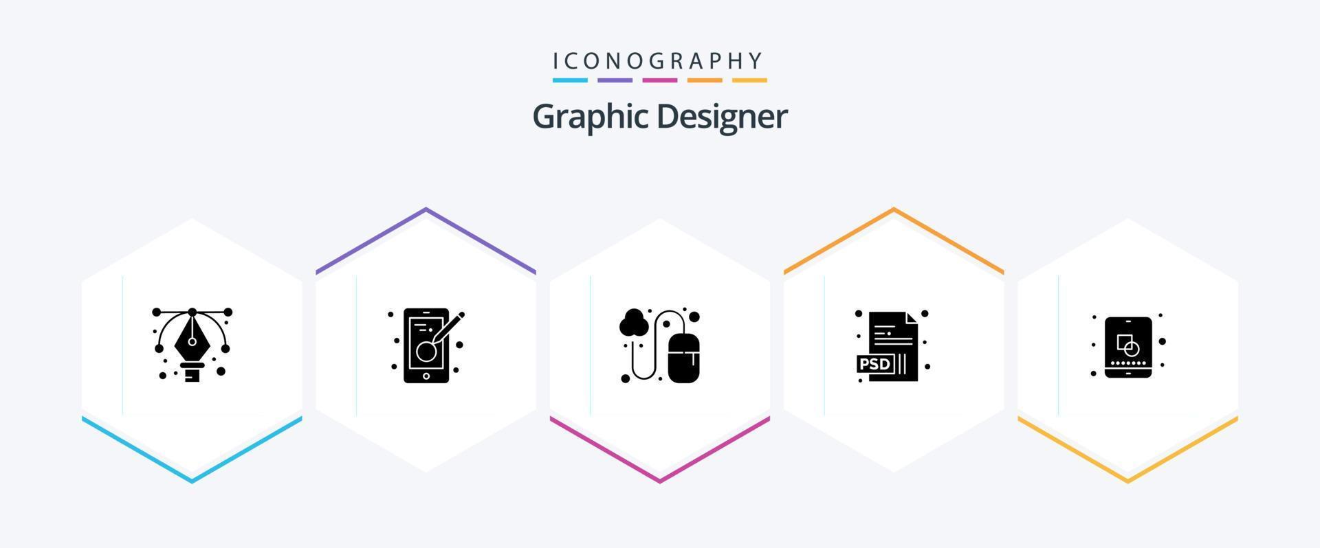 Graphic Designer 25 Glyph icon pack including creative. edit. designing. design. extension vector