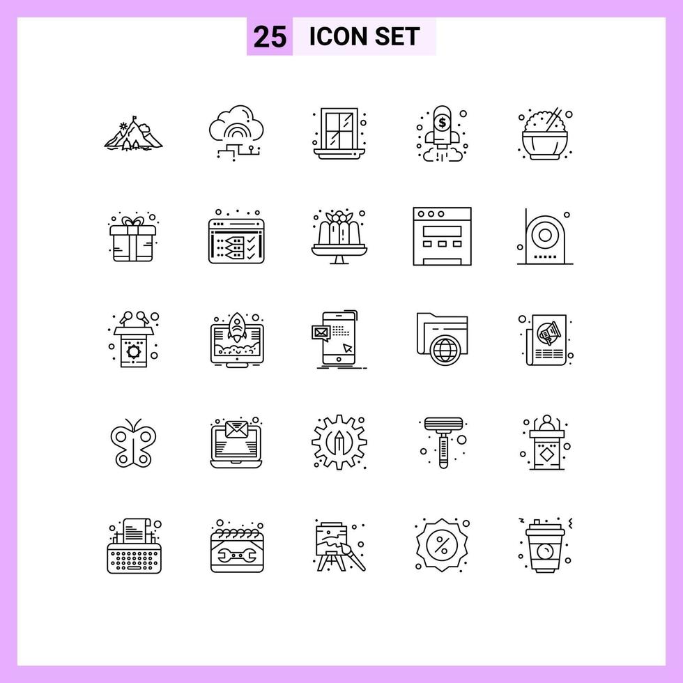 25 User Interface Line Pack of modern Signs and Symbols of goal chart connect business home Editable Vector Design Elements