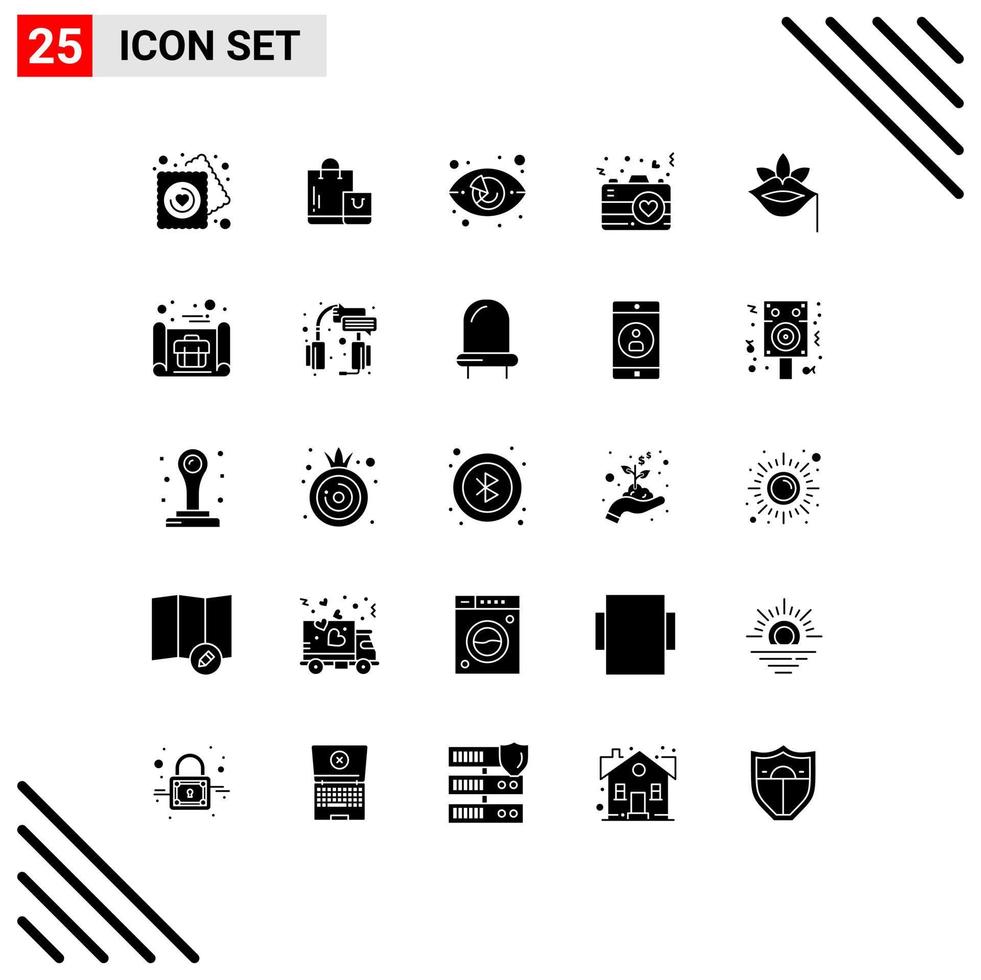 paquete de iconos de vector de stock de 25 signos de línea y símbolos para labios gráfico de amor marketing de corazón elementos de diseño de vector editables