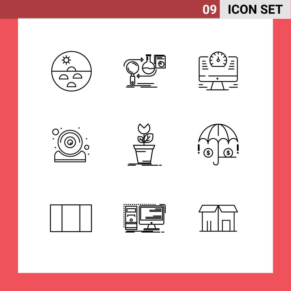 9 concepto de esquema para sitios web móviles y aplicaciones desarrollo de hardware de cámara web tiempo de computadora elementos de diseño vectorial editables vector