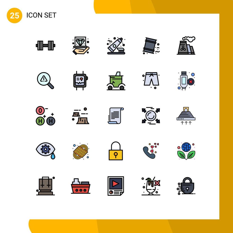 Modern Set of 25 Filled line Flat Colors Pictograph of factory garbage jam environment clean Editable Vector Design Elements