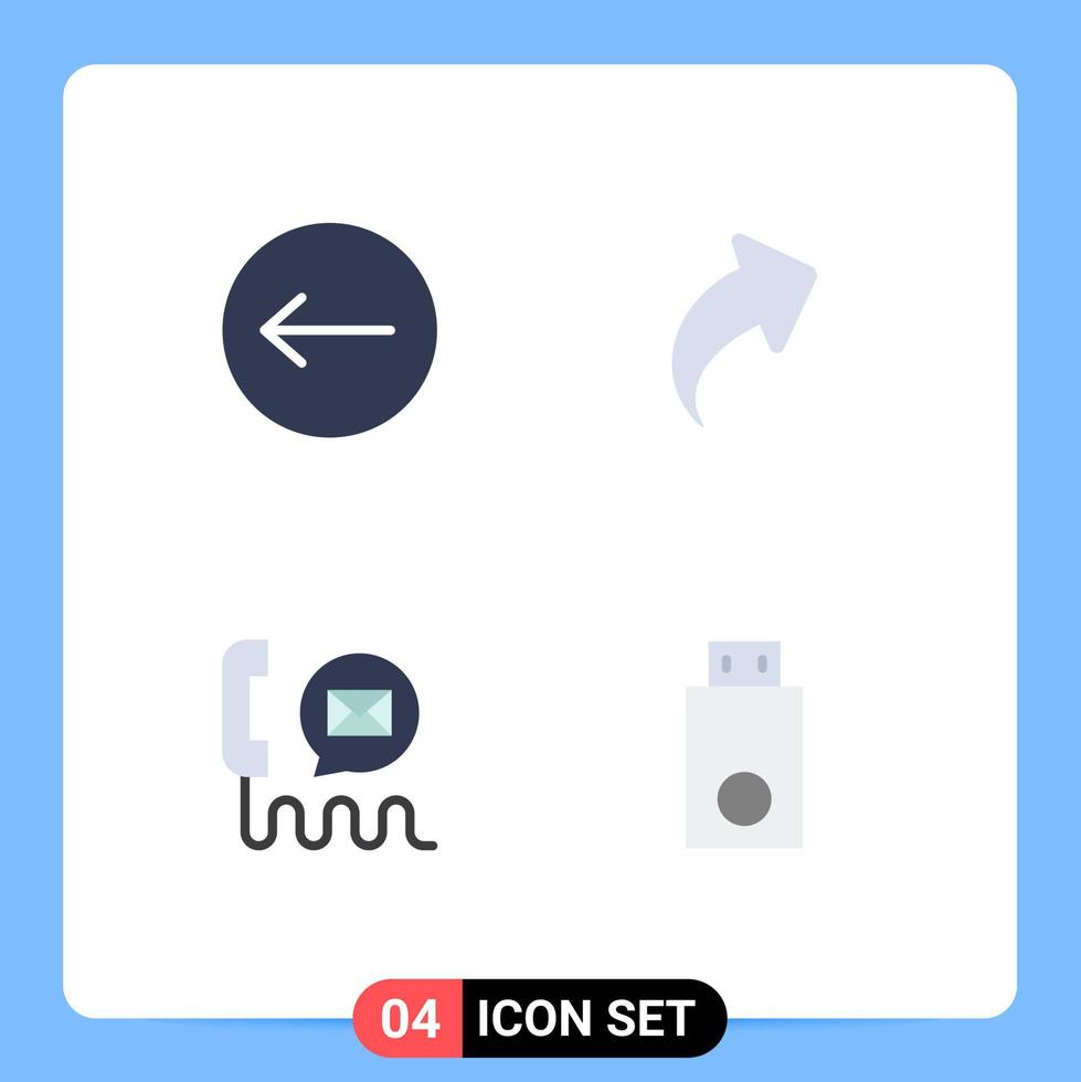 Set of 4 Modern UI Icons Symbols Signs for arrow help arrow communication devices Editable Vector Design Elements