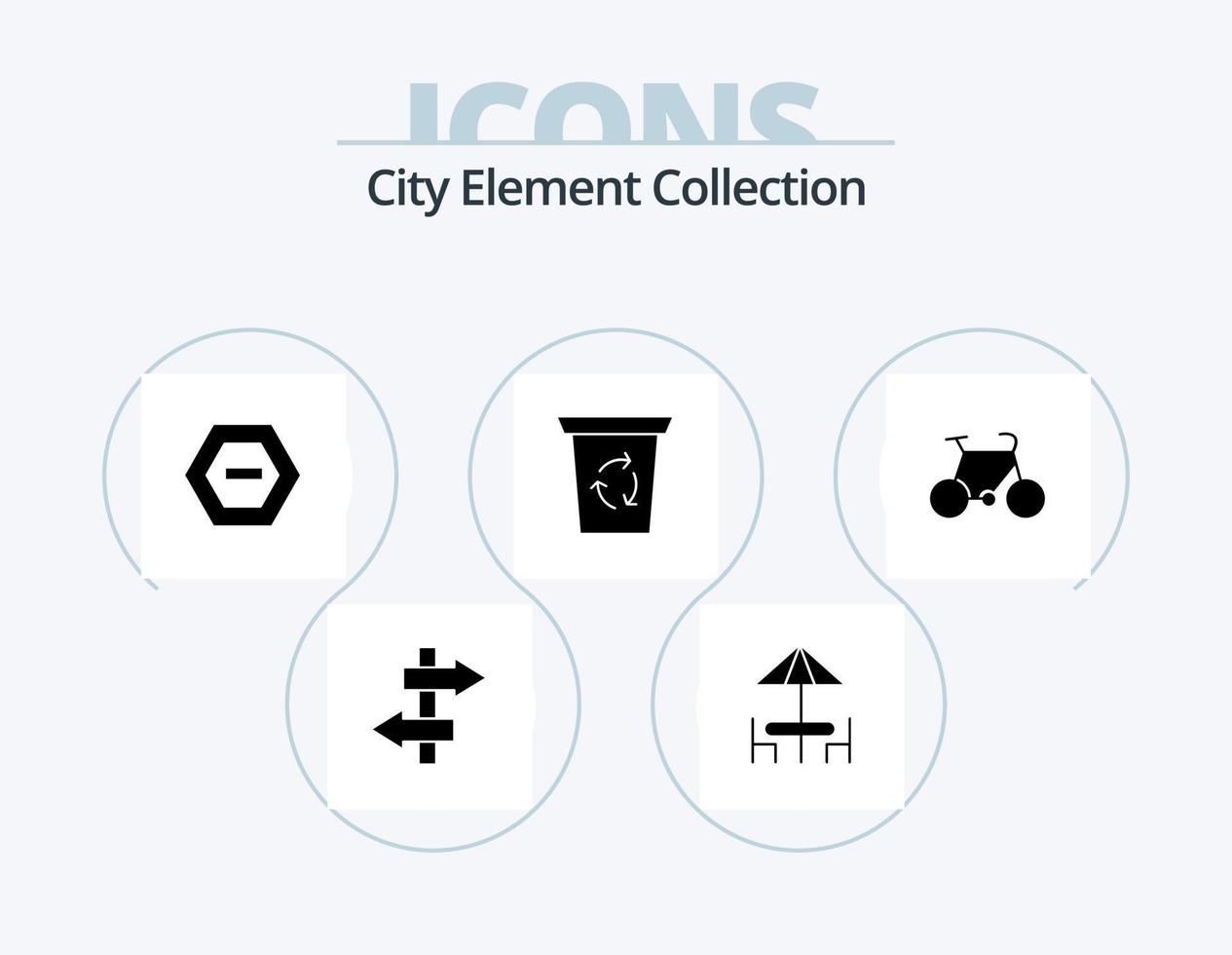 colección de elementos de la ciudad paquete de iconos de glifos 5 diseño de iconos. viaje. reciclar sido. mesa. menos vector