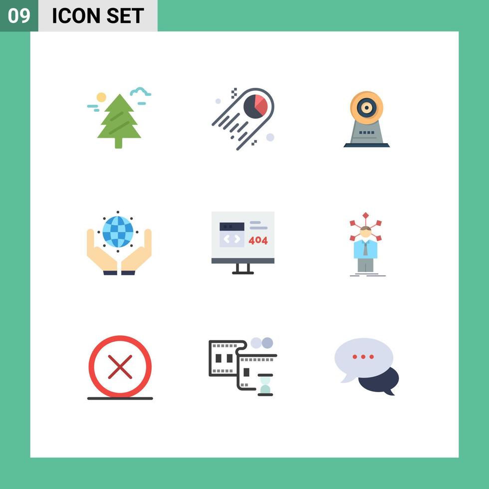 Stock Vector Icon Pack of 9 Line Signs and Symbols for browser earth camera save the world green Editable Vector Design Elements