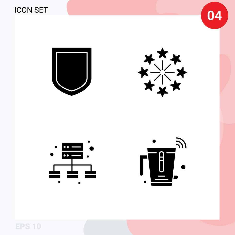 4 iconos creativos signos y símbolos modernos de protección servidor celebración día de la independencia jugo elementos de diseño vectorial editables vector