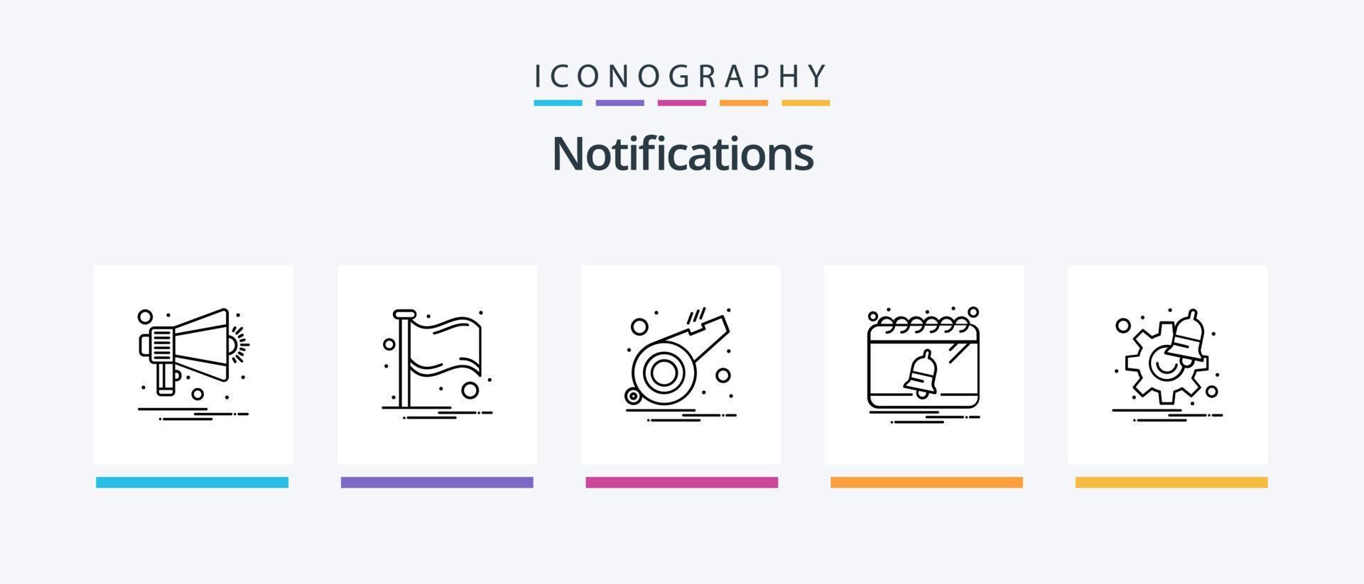 Notifications Line 5 Icon Pack Including warning. block. bubble. notify. file. Creative Icons Design vector