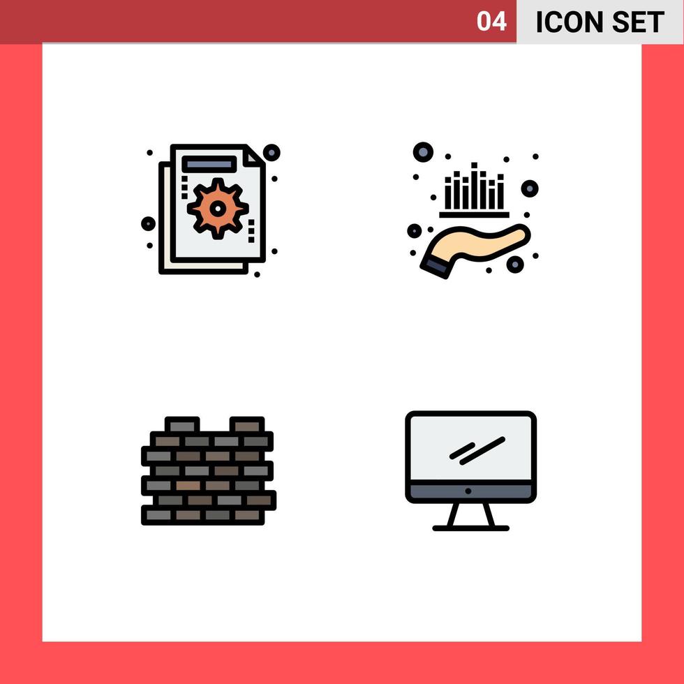 Pack of 4 Modern Filledline Flat Colors Signs and Symbols for Web Print Media such as analysis wealth failure investment protection Editable Vector Design Elements