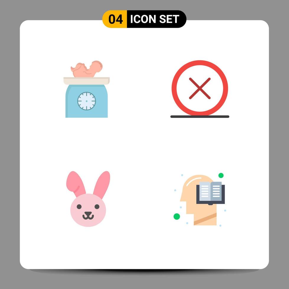 Modern Set of 4 Flat Icons and symbols such as weight remove scales close easter Editable Vector Design Elements