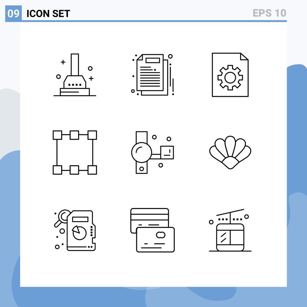 Group of 9 Outlines Signs and Symbols for video camera handycam document camera rectangle Editable Vector Design Elements