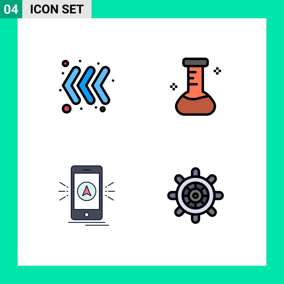 Set of 4 Modern UI Icons Symbols Signs for arrow gps chemical navigation boat Editable Vector Design Elements