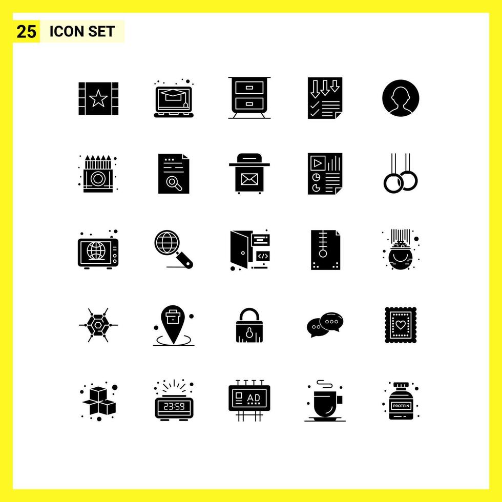 25 iconos creativos signos y símbolos modernos de caja usuario interior avatar papel elementos de diseño vectorial editables vector