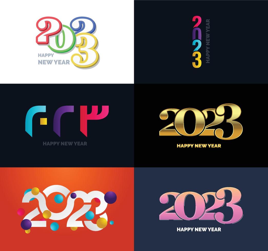 gran conjunto de 2023 feliz año nuevo diseño de texto de logotipo plantilla de diseño de número 2023 vector