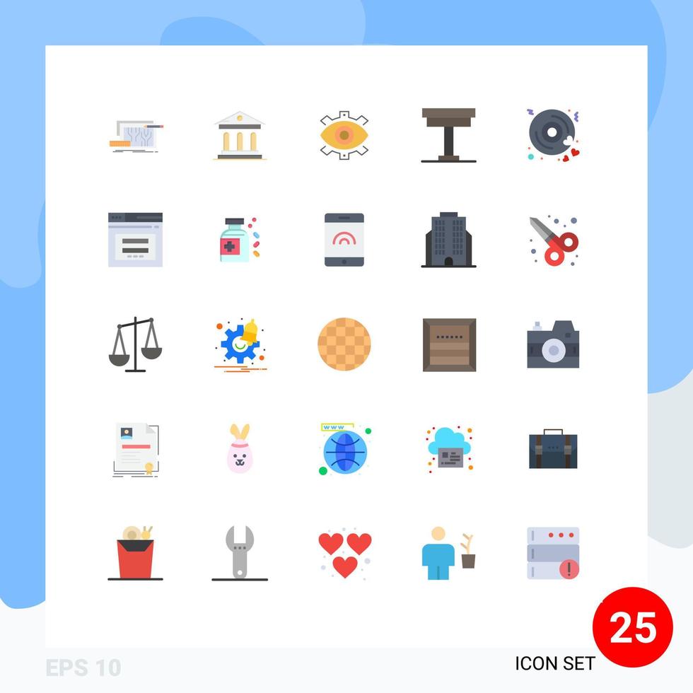 Set of 25 Vector Flat Colors on Grid for desk production court modern business Editable Vector Design Elements